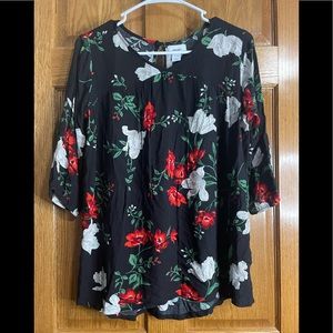 Black 3/4 sleeve flowy top